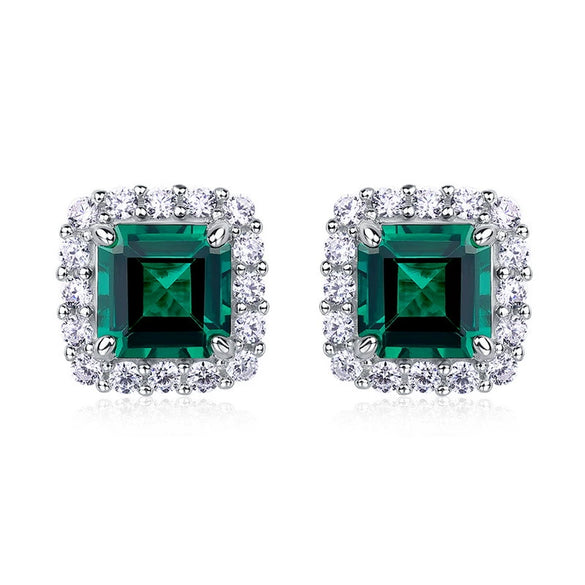 Wholesale Earrings Retro Geometric Style 925 Silver Inlaid With Color Treasures And Diamond Treatment