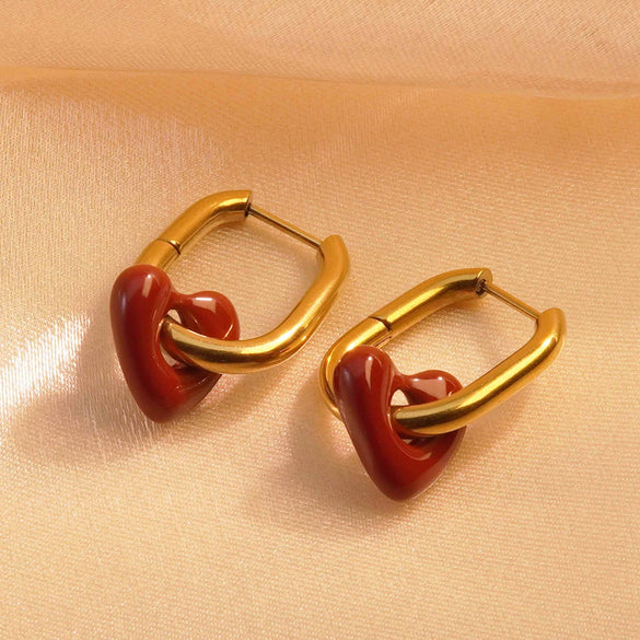 Wholesale Earrings Retro Hollow Stainless Steel Heart Shape Electroplated For Women