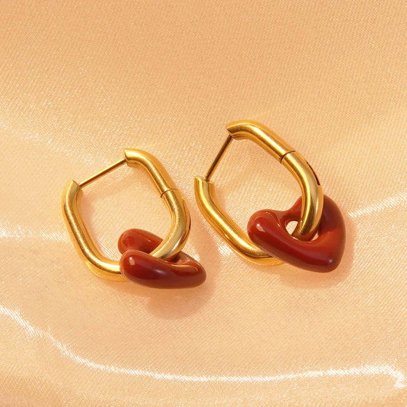 Wholesale Earrings Retro Hollow Stainless Steel Heart Shape Electroplated For Women