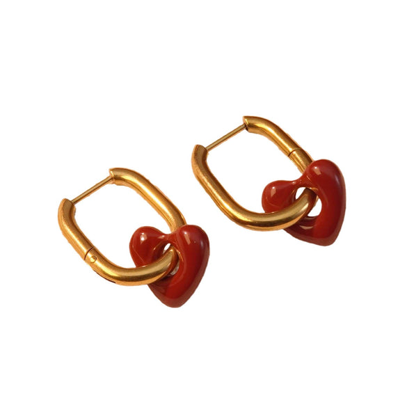 Wholesale Earrings Retro Hollow Stainless Steel Heart Shape Electroplated For Women