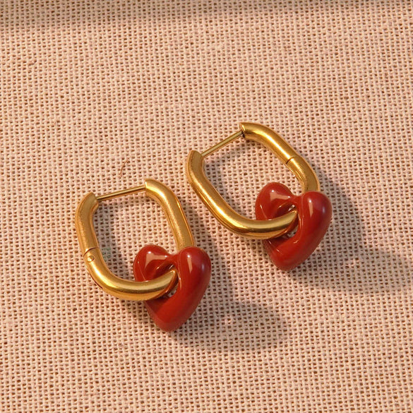 Wholesale Earrings Retro Hollow Stainless Steel Heart Shape Electroplated For Women