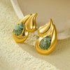 Wholesale Earrings Retro Simple Titanium Steel And Stainless Steel 18K Plated Water Drop Style