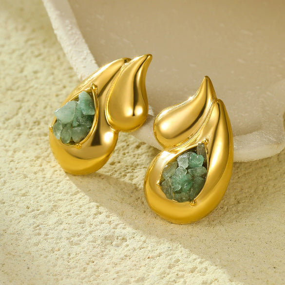 Wholesale Earrings Retro Simple Titanium Steel And Stainless Steel 18K Plated Water Drop Style