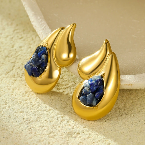 Wholesale Earrings Retro Simple Titanium Steel And Stainless Steel 18K Plated Water Drop Style