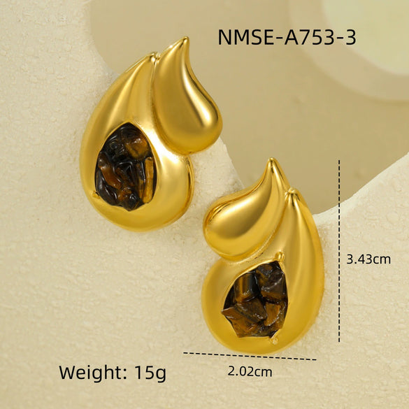 Wholesale Earrings Retro Simple Titanium Steel And Stainless Steel 18K Plated Water Drop Style