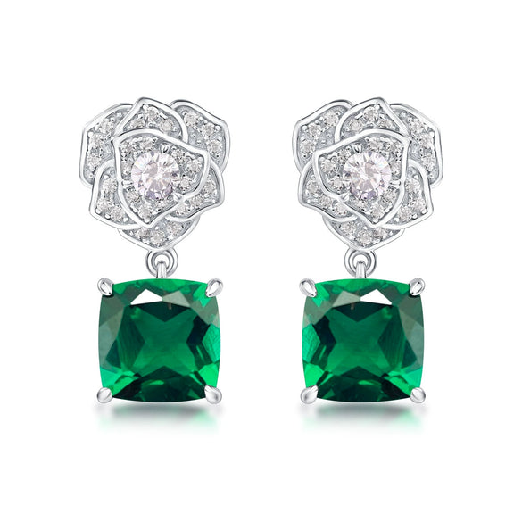 Wholesale Earrings S925 Silver Inlay Cultivation Red Treasure Geometric Plant Flowers Style