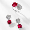 Wholesale Earrings S925 Silver Inlay Cultivation Red Treasure Geometric Plant Flowers Style