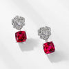 Wholesale Earrings S925 Silver Inlay Cultivation Red Treasure Geometric Plant Flowers Style