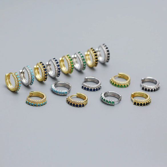 Wholesale Earrings S925 Silver Ins Style Geometric Mixed Color Diamond Inlaid For Women