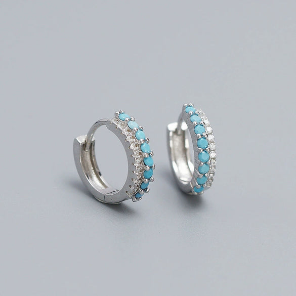 Wholesale Earrings S925 Silver Ins Style Geometric Mixed Color Diamond Inlaid For Women