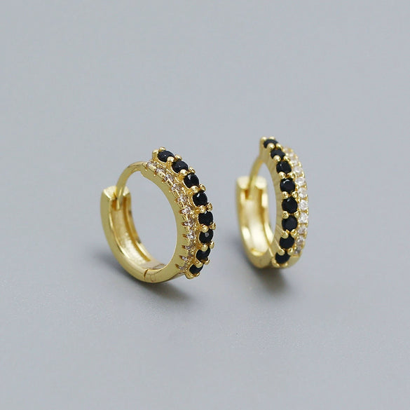 Wholesale Earrings S925 Silver Ins Style Geometric Mixed Color Diamond Inlaid For Women