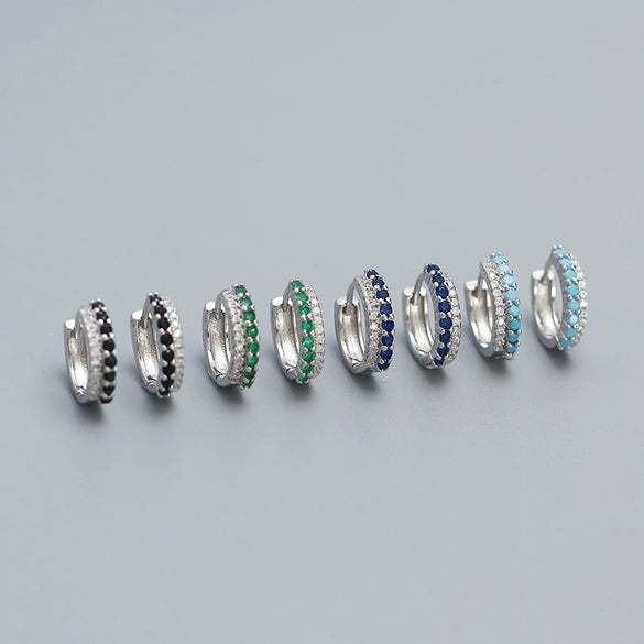 Wholesale Earrings S925 Silver Ins Style Geometric Mixed Color Diamond Inlaid For Women