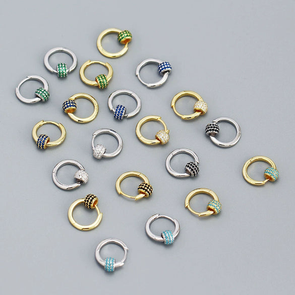 Wholesale Earrings S925 Silver Minimalist Rotating Beads Geometric Electroplated
