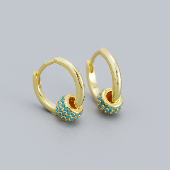 Wholesale Earrings S925 Silver Minimalist Rotating Beads Geometric Electroplated