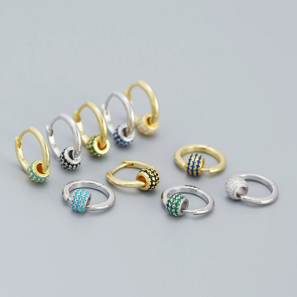 Wholesale Earrings S925 Silver Minimalist Rotating Beads Geometric Electroplated