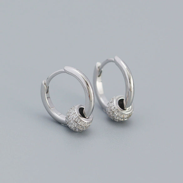 Wholesale Earrings S925 Silver Minimalist Rotating Beads Geometric Electroplated