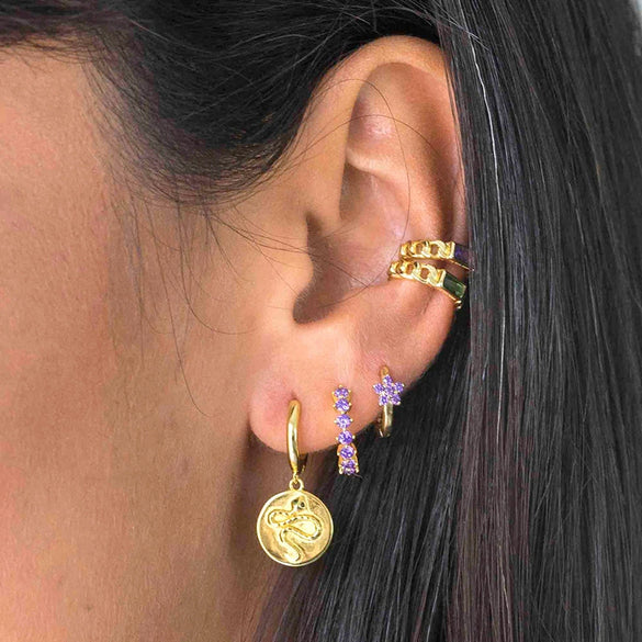 Wholesale Earrings S925 Silver Needle Copper Geometric Star Flower Design Electroplated