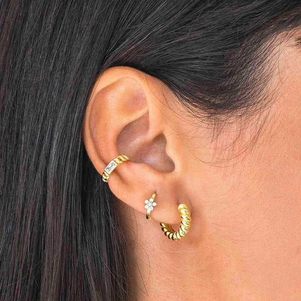 Wholesale Earrings S925 Silver Needle Copper Geometric Star Flower Design Electroplated