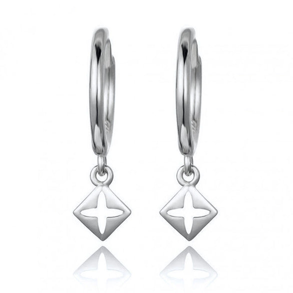 Wholesale Earrings S925 Silver Needle Geometric Cut Out Cross Design Electroplated