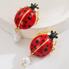 Wholesale Earrings S925 Silver Retro Strawberry Insect Flower Imitation Pearl Electroplated Design For Women
