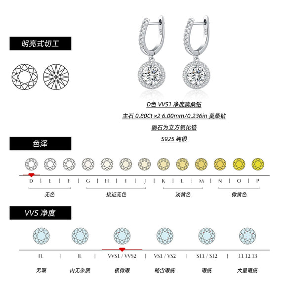 Wholesale Earrings S925 Silver Versatile Geometric Set With Diamonds For Women