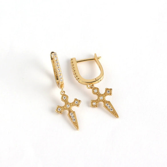 Wholesale Earrings S925 Sterling Silver Baroque Cross Geometric Electroplating Design For Women