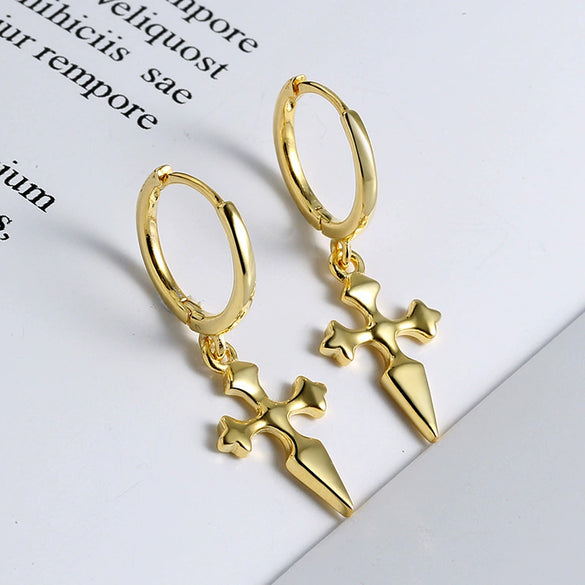Wholesale Earrings S925 Sterling Silver Cross Heart Geometric Electroplated