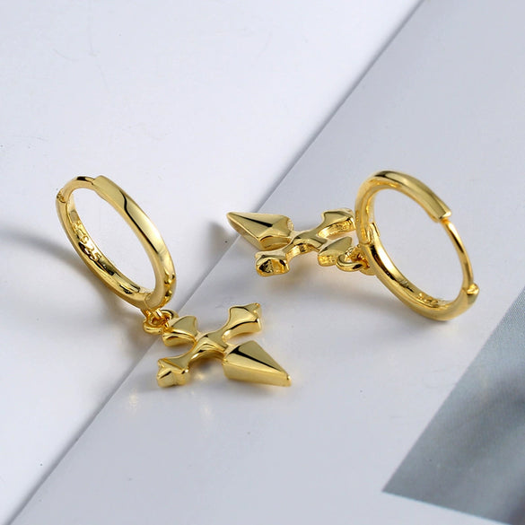 Wholesale Earrings S925 Sterling Silver Cross Heart Geometric Electroplated