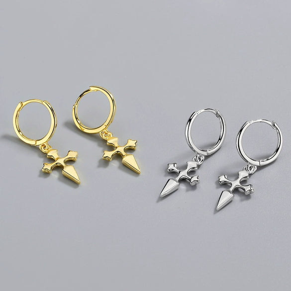 Wholesale Earrings S925 Sterling Silver Cross Heart Geometric Electroplated