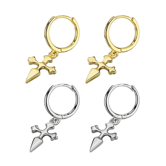 Wholesale Earrings S925 Sterling Silver Cross Heart Geometric Electroplated