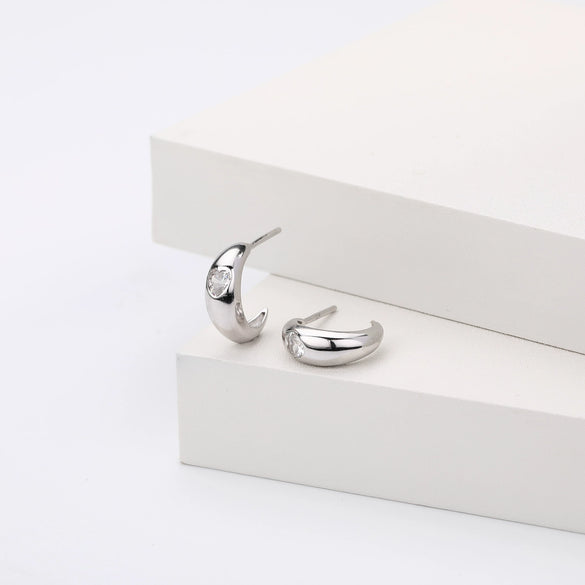 Wholesale Earrings S925 Sterling Silver Cshaped Inlaid Zircon Love Style