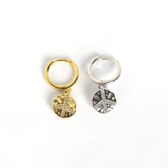 Wholesale Earrings S925 Sterling Silver Geometric Baroque Style Peace Logo For Women