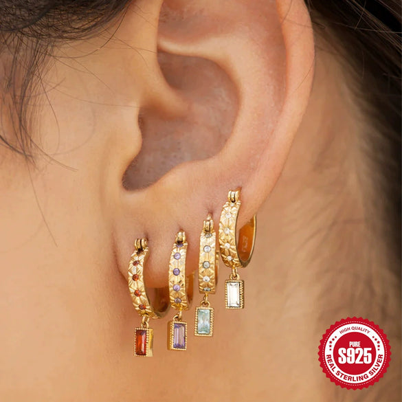 Wholesale Earrings S925 Sterling Silver Geometric Electroplating