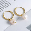 Wholesale Earrings S925 Sterling Silver Geometric Freshwater Pearl Electroplated