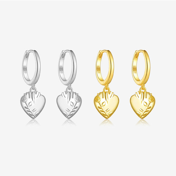 Wholesale Earrings S925 Sterling Silver Geometric Love Pendant Electroplated Platinum 18K Gold Women's Jewelry