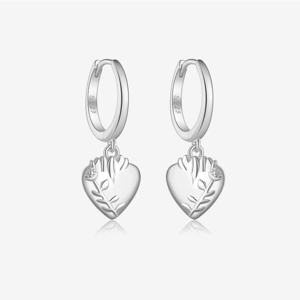 Wholesale Earrings S925 Sterling Silver Geometric Love Pendant Electroplated Platinum 18K Gold Women's Jewelry