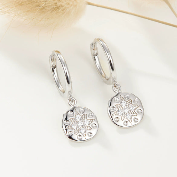 Wholesale Earrings S925 Sterling Silver Geometric Round Cross Micropaved Zircon Fashion Simple Niche Design