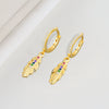 Wholesale Earrings S925 Sterling Silver Geometric Style Electroplated Long Feather Colorful Zircon Ear Buckle