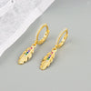 Wholesale Earrings S925 Sterling Silver Geometric Style Electroplated Long Feather Colorful Zircon Ear Buckle