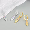 Wholesale Earrings S925 Sterling Silver Geometric Style Electroplated Long Feather Colorful Zircon Ear Buckle