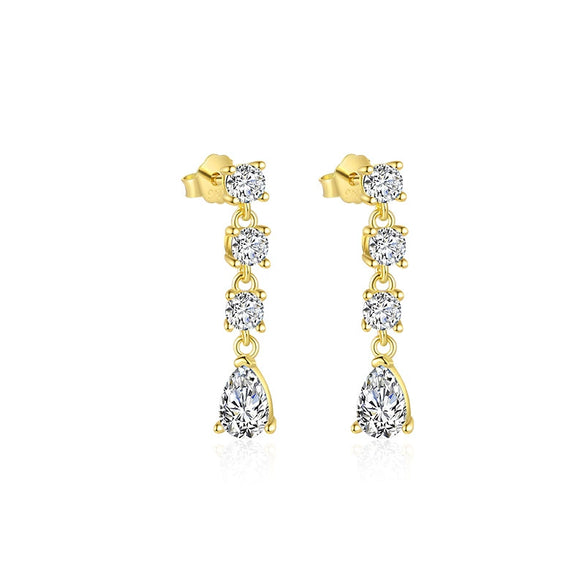 Wholesale Earrings S925 Sterling Silver Geometric Water Drop Zircon Design