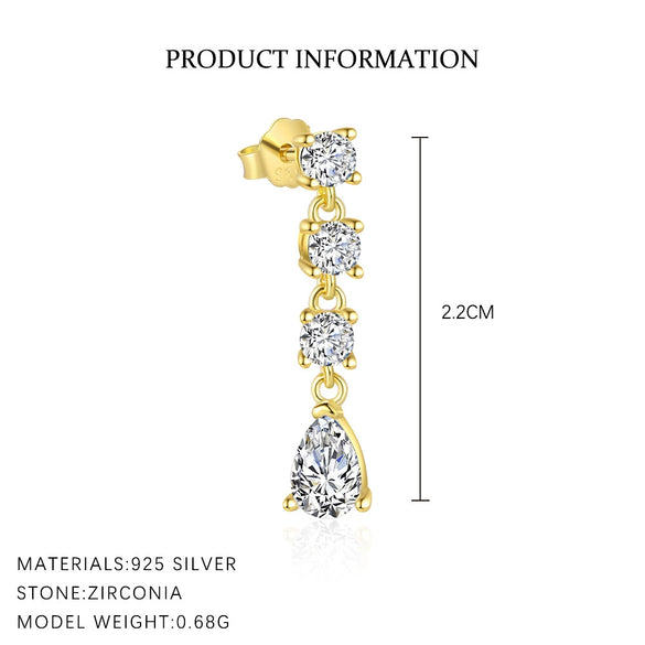 Wholesale Earrings S925 Sterling Silver Geometric Water Drop Zircon Design