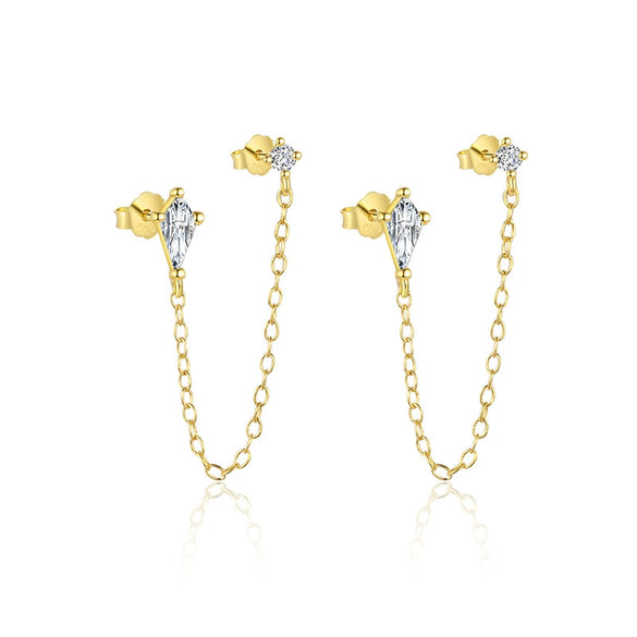Wholesale Earrings S925 Sterling Silver Geometric Water Drop Zircon Design