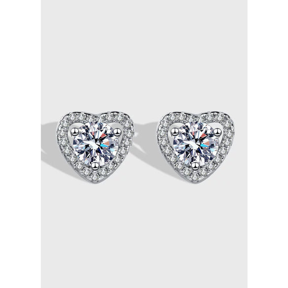 Wholesale Earrings S925 Sterling Silver Heart Shaped Geometric Moissanite Inlaid Electroplated