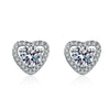 Wholesale Earrings S925 Sterling Silver Heart Shaped Geometric Moissanite Inlaid Electroplated