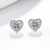 Wholesale Earrings S925 Sterling Silver Heart Shaped Geometric Moissanite Inlaid Electroplated