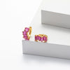 Wholesale Earrings S925 Sterling Silver Inlaid Rectangular Zircon Geometric Style