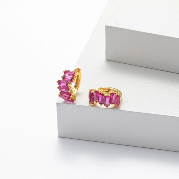 Wholesale Earrings S925 Sterling Silver Inlaid Rectangular Zircon Geometric Style