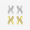 Wholesale Earrings S925 Sterling Silver Letter X Microinlaid Zircon Electroplated Platinum 18K Gold