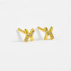 Wholesale Earrings S925 Sterling Silver Letter X Microinlaid Zircon Electroplated Platinum 18K Gold